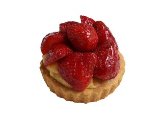 strawberry tart, isolated white background