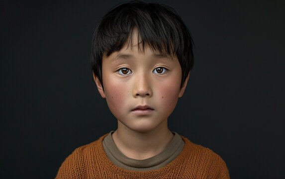 A multiracial young boy confidently strikes a pose while getting his picture taken.