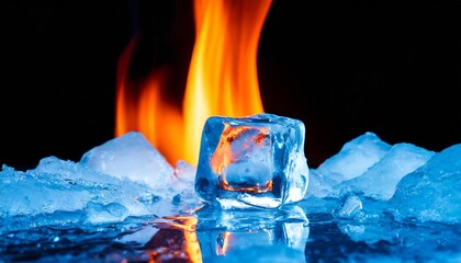 vibrant depiction of the contrast between fire and ice wallpaper cold blue frozen ice melting over hot red fire