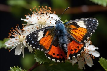 A butterfly sitting white flowers Generative AI