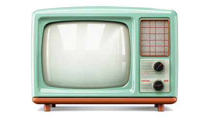 Classic Mint Green Vintage Television: Isolated on a Transparent Backdrop