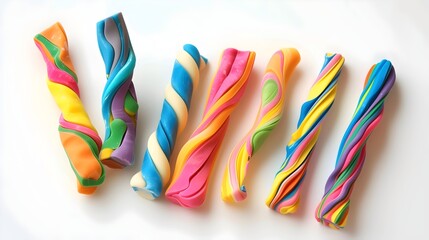 Colorful Twisted Wax Candles on White Background