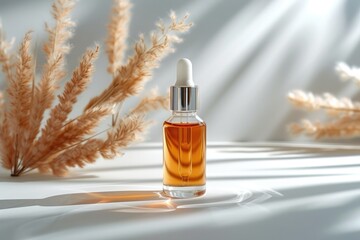 Fototapeta premium Serum glass bottle and skincare. cosmetic concept. Generative AI