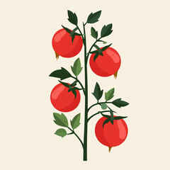 Tattoo design in flat vector style - tomato plant with ripened tomatoes
