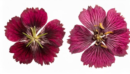 pressed and dried flowers clove forest carnation isolated on white