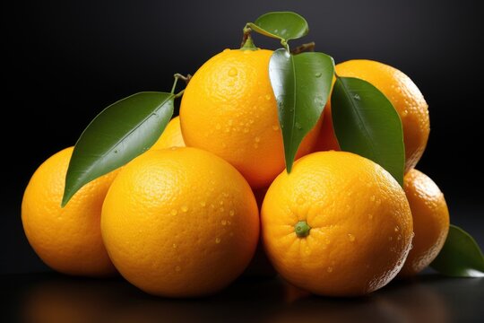 Orange with leaves fresh fruits Generative AI