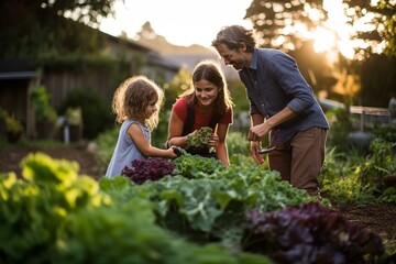 Family Enjoying Time in Vegetable Garden

