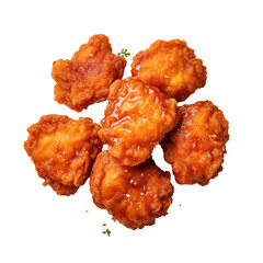 Crispy fried chicken wings, isolated on white for a tempting close-up of a delicious lunch or snack