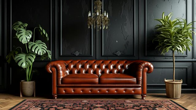 Cozy living room with vintage sofa in the morning. seamless looping 4k time-lapse animation video background