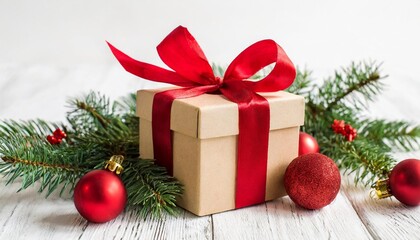 Naklejka na ściany i meble isolated christmas gift box on a white background