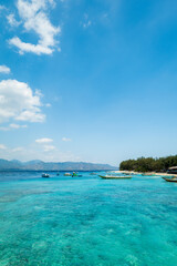 tropical ocean view of Gili Island seascape in Lombok, Bali, Indonesia 