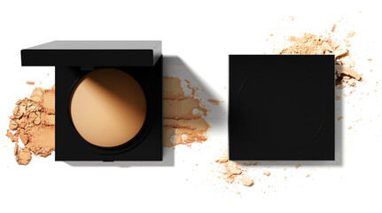powder compact of beauty makeup cosmetic primer foundation isolated product packaging