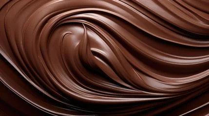 Foto op Canvas Close-up view of the flowing chocolate coating covering the sweetness © brillianata