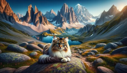 Himalayan Cat's Mountain Retreat - obrazy, fototapety, plakaty