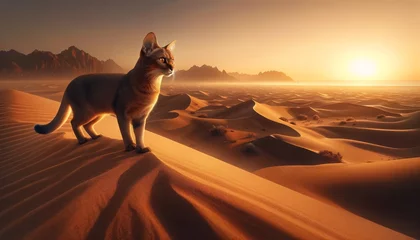 Rolgordijnen Chausie Cat's Desert Discovery © Анастасия Малькова