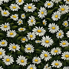 Seamless pattern with white daisies.  illustration.