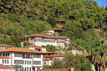 Fototapeta na wymiar Historical Ottoman living Houses in Berat, Berati, Albania