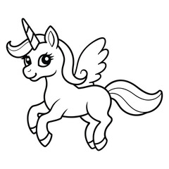 Cute flying Unicorn princess coloring page