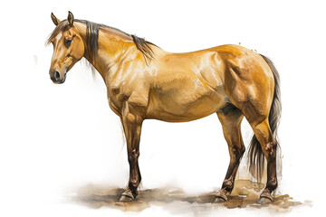 Golden Majesty: The Majestic Buckskin Horse Stands Proudly, Radiating Strength, Elegance, and the Beauty of Nature's Palette on Transparent Background