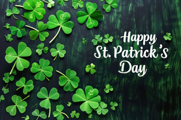 Saint Patrick´s Day card with shamrocks and text - 736051800