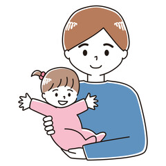 赤ちゃんを抱っこする男性のイラスト