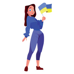 Vector illustration of a girl with the Ukrainian flag.