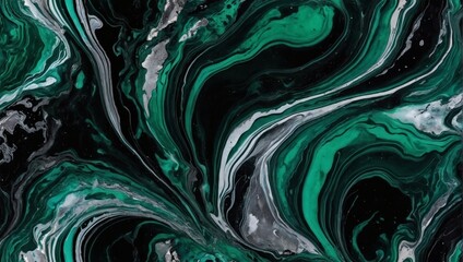 Emerald abstract black marble background art paint pattern ink texture watercolor silver fluid wall. 