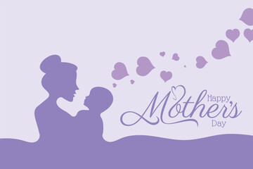 Happy Mother's Day card with mom and child relation background design 