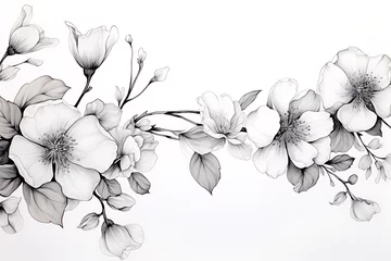 Fotobehang black and white cosmos flower bouquet on white background with copy space © Creative