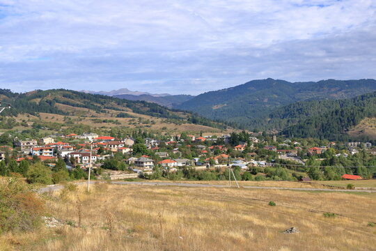 View over the village Voskopoja near Korca in Albania