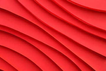 Abstract background made of red paper sheets with wavy lines