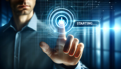 Un doigt sur un bouton start