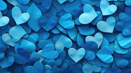Azure Color Hearts as a background. - obrazy, fototapety, plakaty