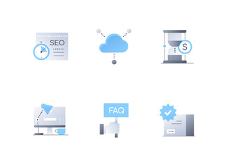 Office and business - flat design style icons set