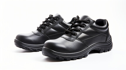 Pair of black safety leather shoes