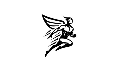 superhero mascot logo icon , black and white wingman hero mascot logo icon , wingman mascot