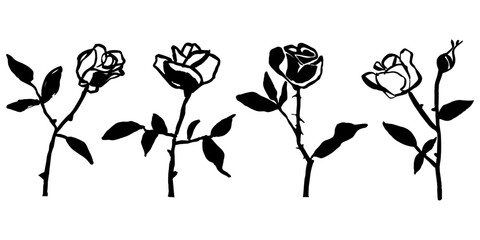 Abstract Botanical Illustration, Abstract Floral Clip Art, Fine Art Flower Drawing, Line Art Flower Clip Art, Hand Drawn Botanical Clip Art, Rose