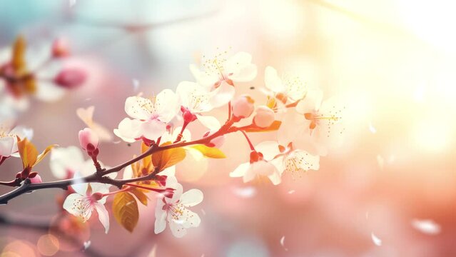 spring nature easter art background with blossom. beautiful nature background with flower and blurred backgrouspring blossom background. seamless looping overlay 4k virtual video animation background 
