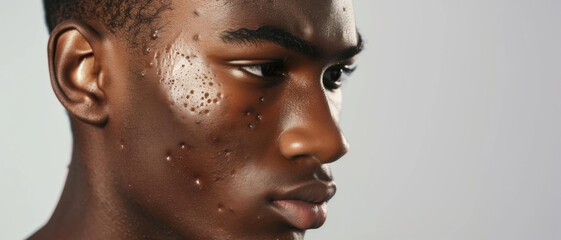 Side profile of a contemplative young man with vitiligo, highlighting the beauty in diversity.