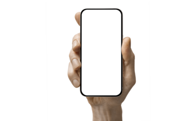 a phone  in a hand on a transparent background in PNG format