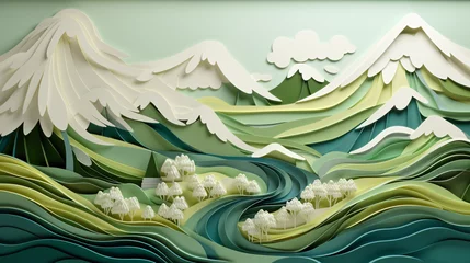 Keuken spatwand met foto paper sculpture nature landscape © Ashley