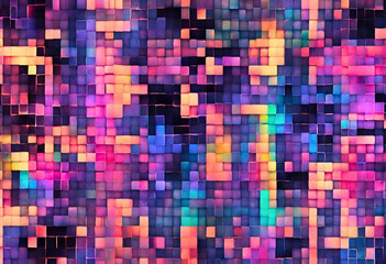 A digital composition of pixelated patterns and glitched textures