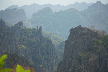 Fototapeta na wymiar Hiking near national park, The rock view point in Lao.