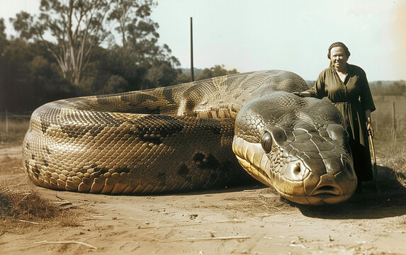 fantasia de cobra gigante frente a ser humano