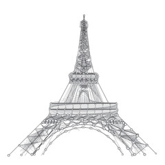 Fototapeta premium Experience the charm of Paris with our captivating Eiffel Tower vector art. Designed with mesmerizing connecting dots, it's a perfect blend of technology and elegance. Explore France anew