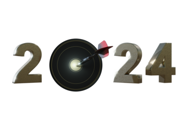 3D RENDER, 2024  with target icons on transparent background .