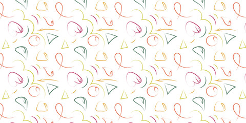 Fun colorful line doodle seamless pattern.