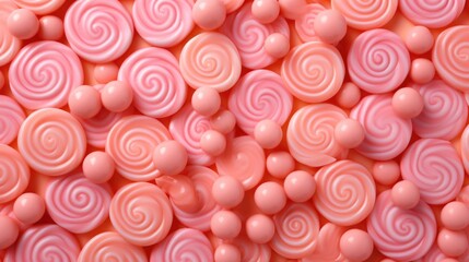 Background made of lollipops in Peach color.