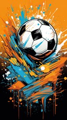 soccer ball on colorful background