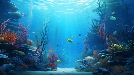 Poster Underwater scene with coral reef and exotic © Creative